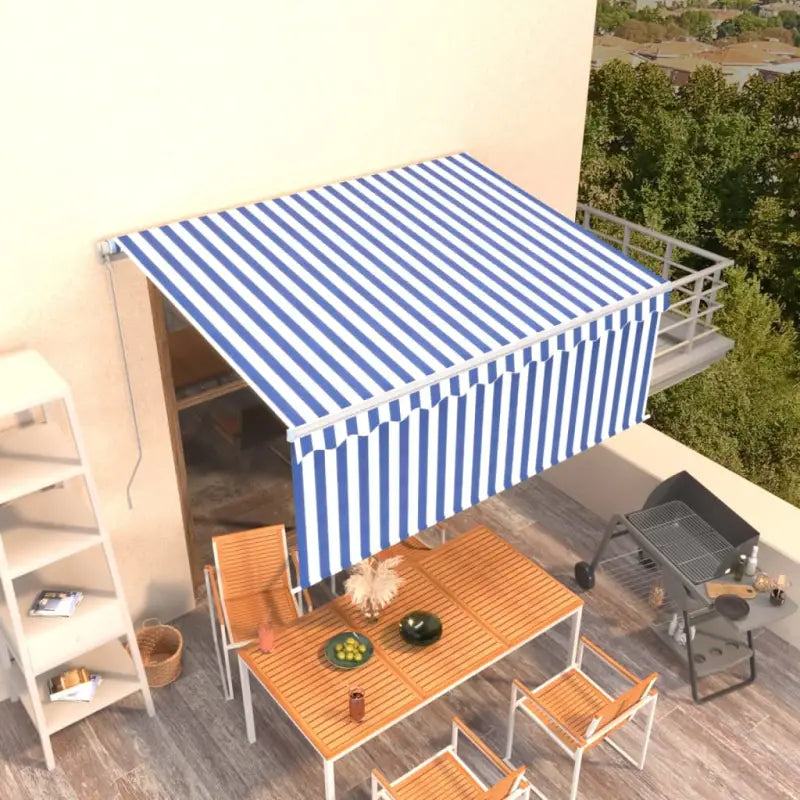 Uitschuifbare Buitenluifel met Aluminium Frame - Blauw en wit / 3.5 x 2.5 m / 1 - Zonwering