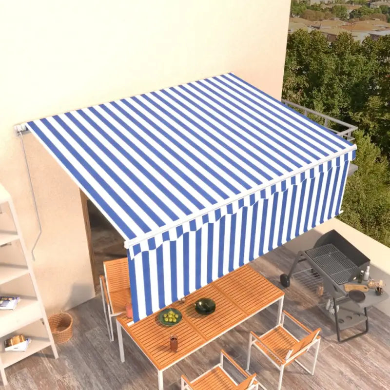 Uitschuifbare Buitenluifel met Aluminium Frame - Blauw en wit / 4 x 3 m / 1 - Zonwering