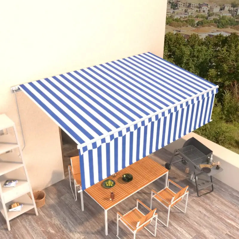 Uitschuifbare Buitenluifel met Aluminium Frame - Blauw en wit / 5 x 3 m / 1 - Zonwering