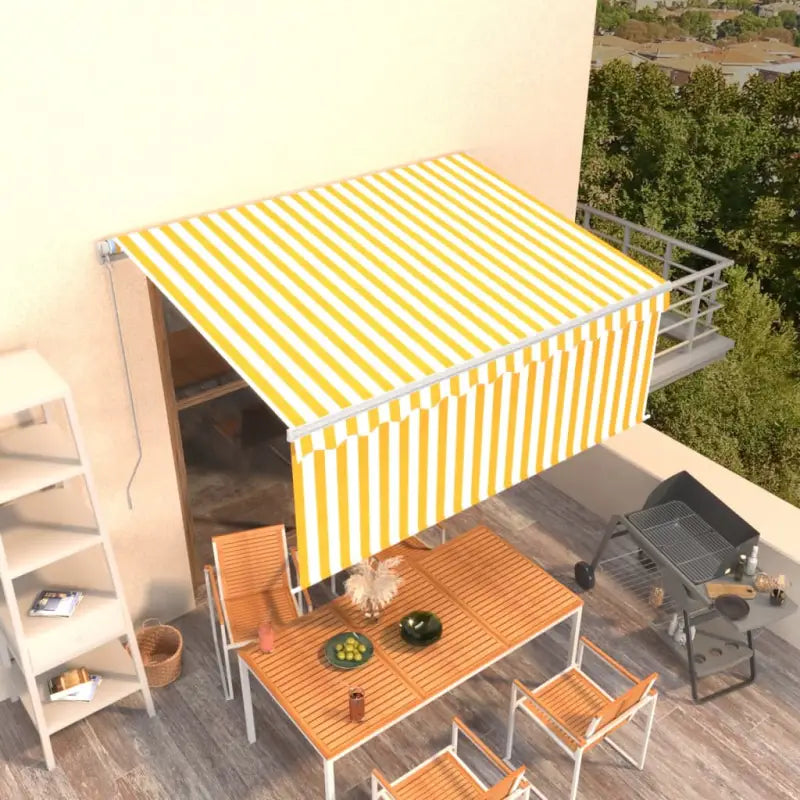 Uitschuifbare Buitenluifel met Aluminium Frame - Geel en wit / 3 x 2.5 m / 1 - Zonwering