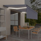 Uitschuifbare buitenluifel met roestvrij aluminium frame - Blauw en wit / 5 x 3 m / 1 - Zonwering