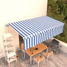 Uitschuifbare buitenluifel met roestvrij aluminium frame - Blauw en wit / 6 x 3 m / 1 - Zonwering
