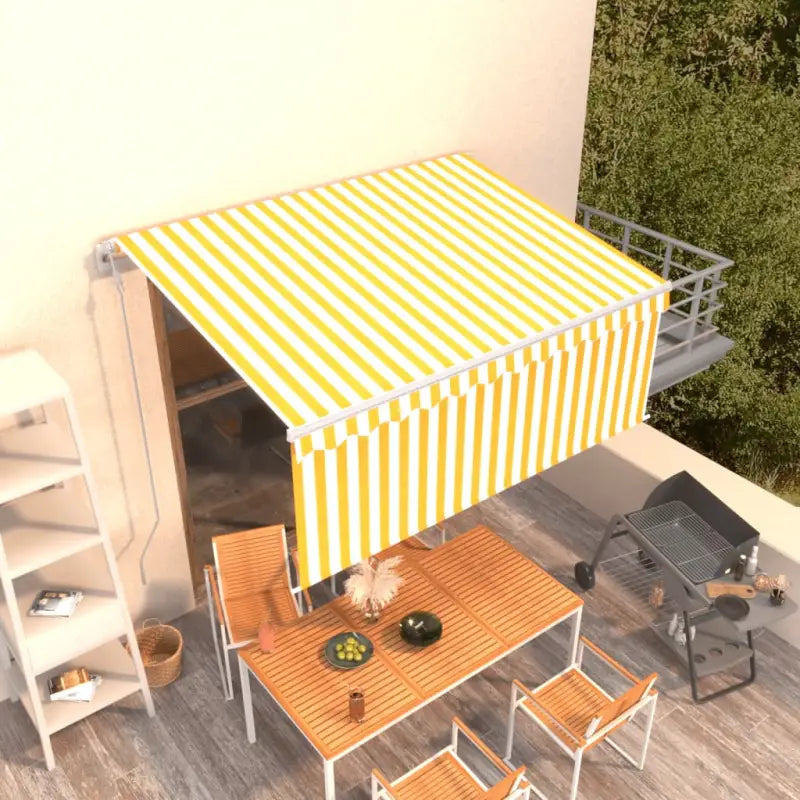 Uitschuifbare buitenluifel met roestvrij aluminium frame - Geel en wit / 3 x 2.5 m / 1 - Zonwering