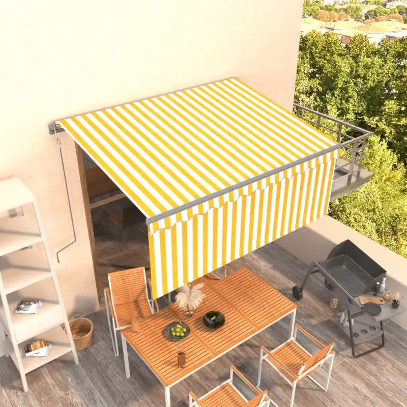 Uitschuifbare buitenluifel met roestvrij aluminium frame - Geel en wit / 3 x 2.5 m / 1 - Zonwering