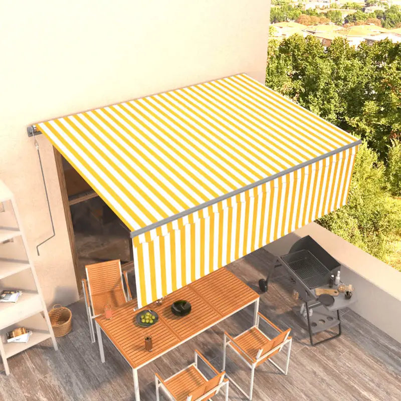 Uitschuifbare buitenluifel met roestvrij aluminium frame - Geel en wit / 4 x 3 m / 1 - Zonwering