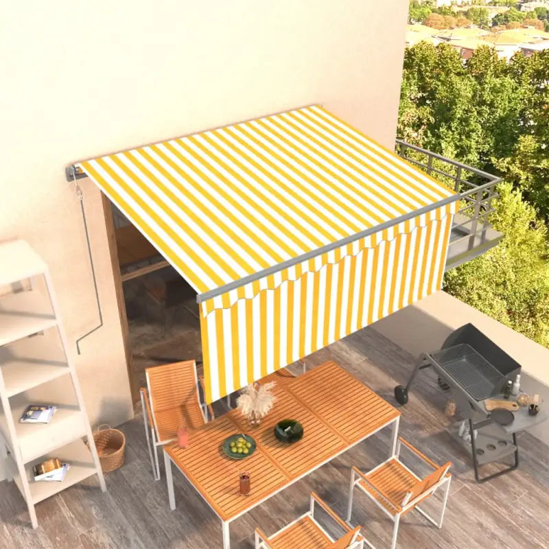 Uitschuifbare buitenluifel met roestvrij aluminium frame - Geel en wit / 3.5 x 2.5 m / 1 - Zonwering