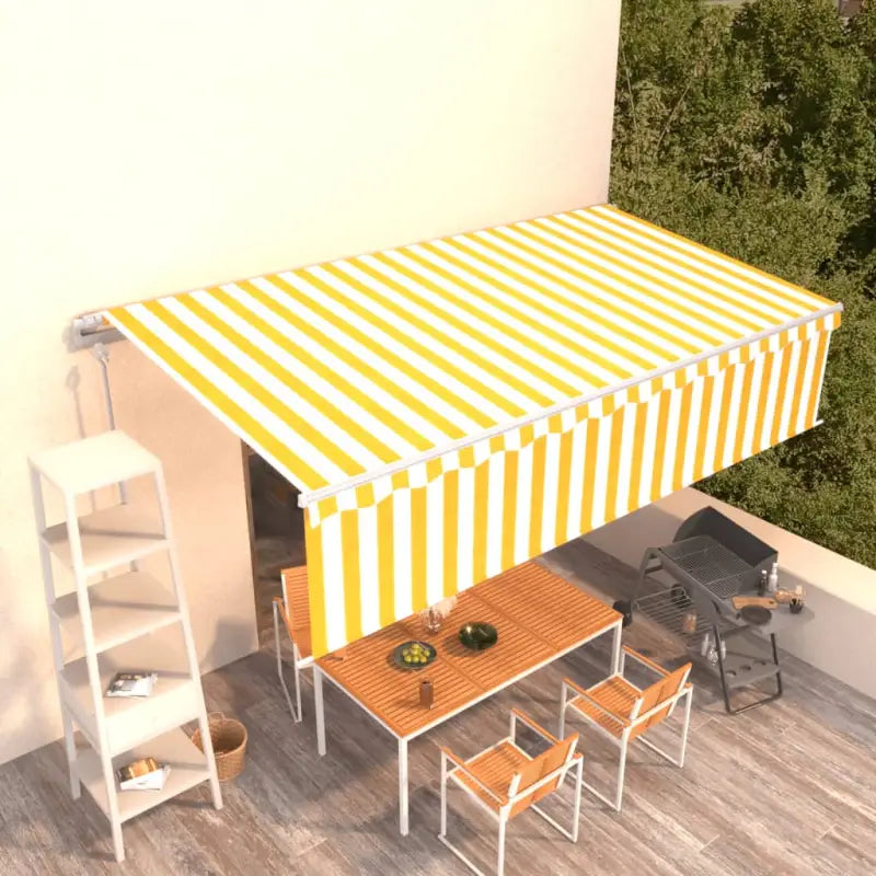Uitschuifbare buitenluifel met roestvrij aluminium frame - Geel en wit / 6 x 3 m / 1 - Zonwering