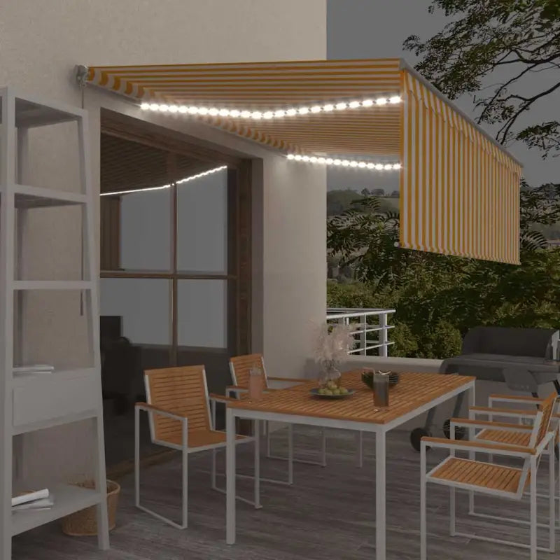 Uitschuifbare buitenluifel met roestvrij aluminium frame - Geel en wit / 4 x 3 m / 1 - Zonwering