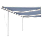 Uitschuifbare buitenluifel met stevig gepoedercoat aluminium frame - Blauw en wit / 6 x 3.5 m / 1 - Zonwering