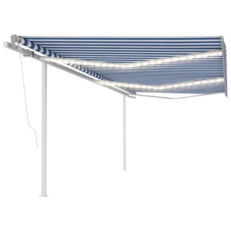Uitschuifbare buitenluifel met stevig gepoedercoat aluminium frame - Blauw en wit / 6 x 3.5 m / 1 - Zonwering