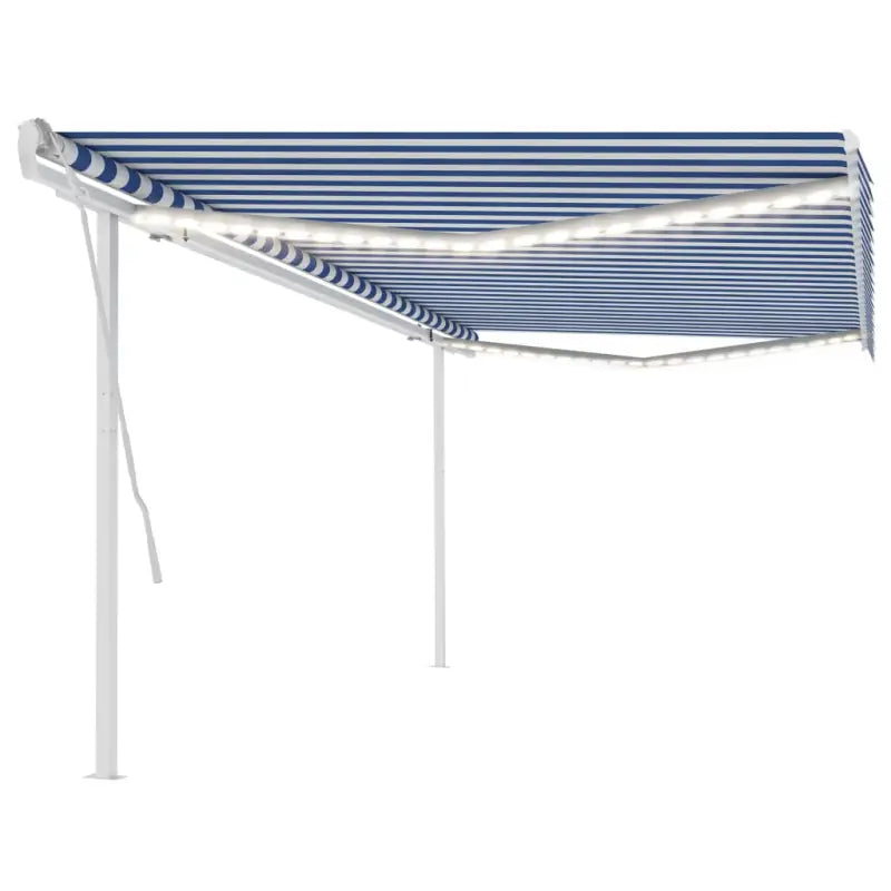 Uitschuifbare buitenluifel met stevig gepoedercoat aluminium frame - Blauw en wit / 5 x 3.5 m / 1 - Zonwering