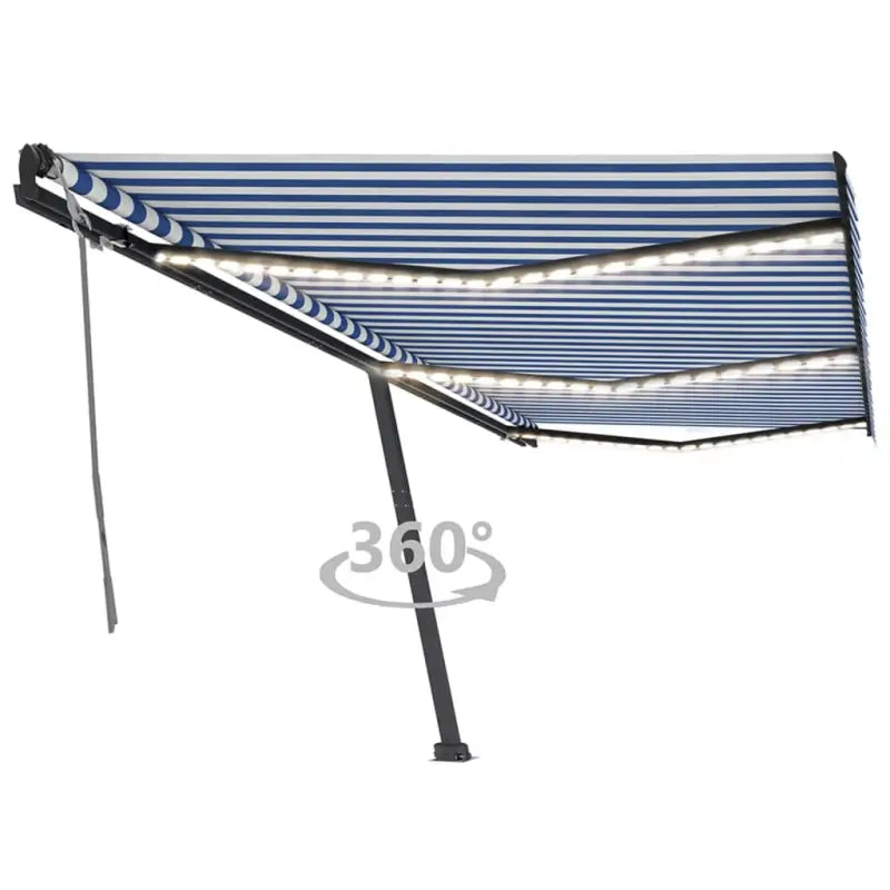 Uitschuifbare buitenluifel van gepoedercoat aluminium voor schaduw - Blauw en wit / 600 x 350 cm / 1 - Zonwering