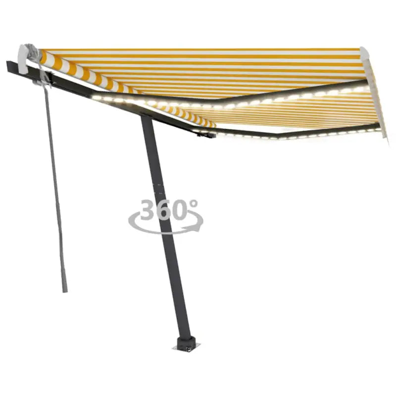 Uitschuifbare buitenluifel van gepoedercoat aluminium voor schaduw - Geel en wit / 350 x 250 cm / 1 - Zonwering