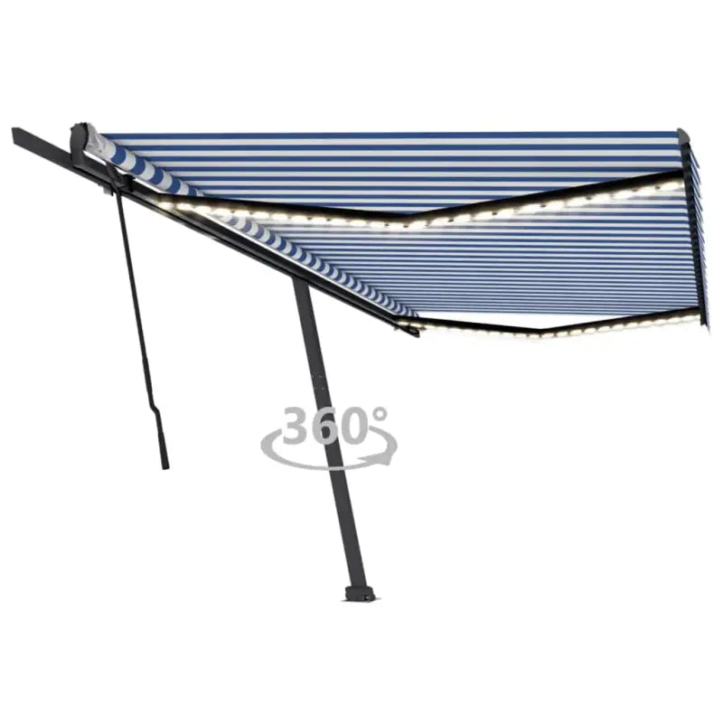 Uitschuifbare buitenluifel van gepoedercoat aluminium voor schaduw - Blauw en wit / 500 x 300 cm / 1 - Zonwering
