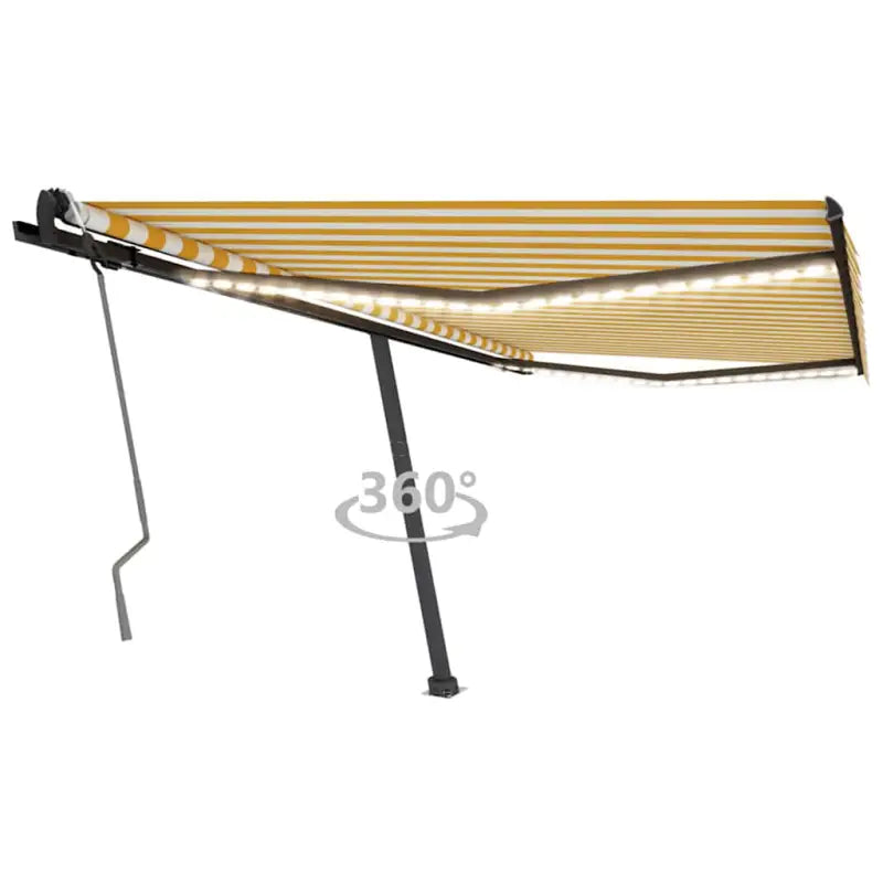 Uitschuifbare buitenluifel van gepoedercoat aluminium voor schaduw - Geel en wit / 450 x 300 cm / 1 - Zonwering