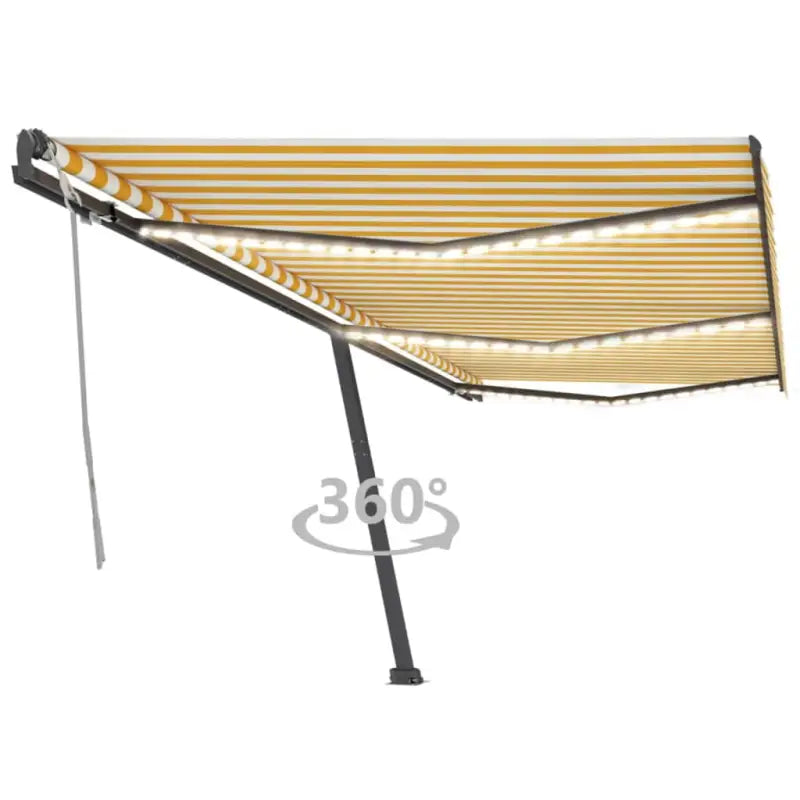 Uitschuifbare buitenluifel van gepoedercoat aluminium voor schaduw - Geel en wit / 600 x 300 cm / 1 - Zonwering