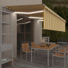 Uitschuifbare luifel met gepoedercoat aluminium en automatische bediening - Geel en wit / 6 x 3 m / 1 - Zonwering