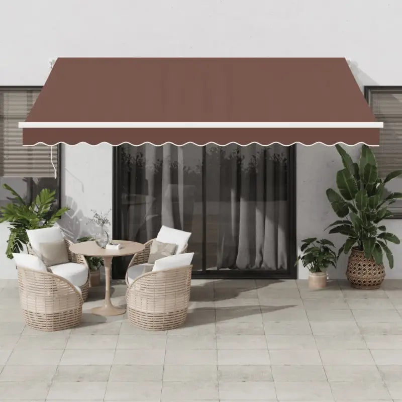 Uitschuifbare luifel met gepoedercoat aluminium frame voor buitenruimte - Bruin en wit / 400 x 350 cm / 1 - Zonwering