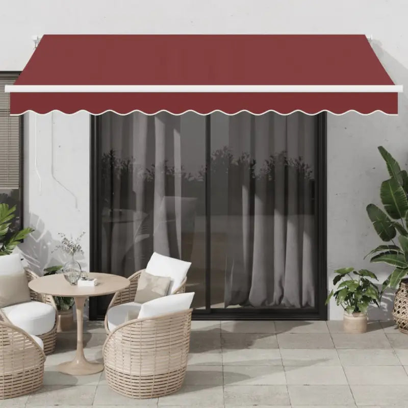 Uitschuifbare luifel met gepoedercoat aluminium frame voor buitenruimte - Bordeauxrood en wit / 350 x 250 cm / 1
