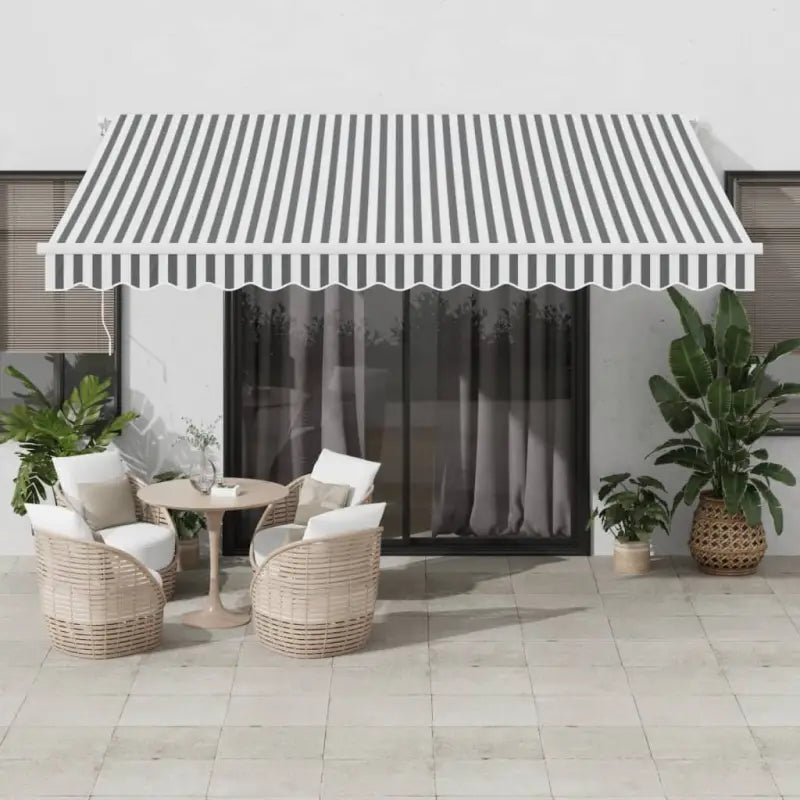 Uitschuifbare luifel met gepoedercoat aluminium frame voor buitenruimte - Antraciet en wit / 400 x 350 cm / 1