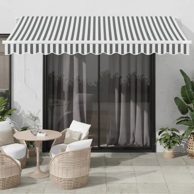 Uitschuifbare luifel met gepoedercoat aluminium frame voor buitenruimte - Antraciet en wit / 350 x 250 cm / 1