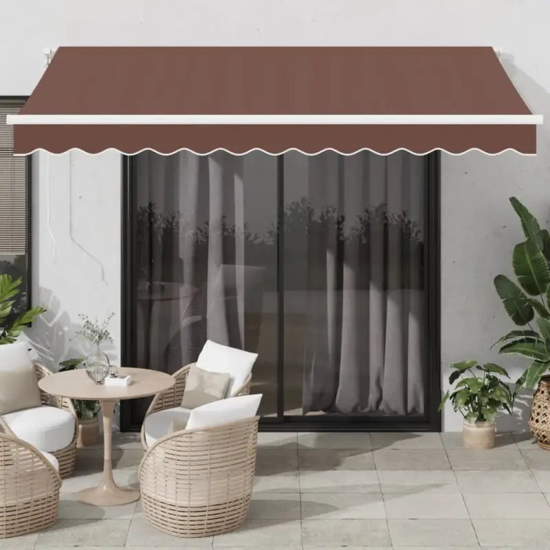 Uitschuifbare luifel met gepoedercoat aluminium frame voor buitenruimte - Bruin en wit / 350 x 250 cm / 1 - Zonwering