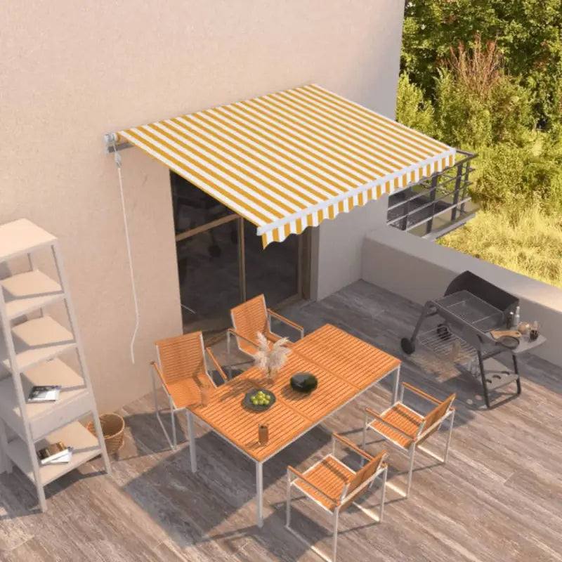 Uitschuifbare luifel met gepoedercoat aluminium frame voor buitenruimte - Geel en wit / 350 x 250 cm / 1 - Zonwering