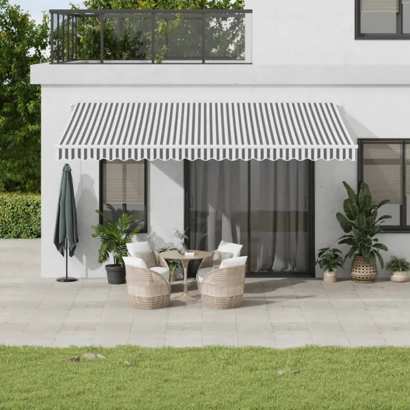 Uitschuifbare luifel met gepoedercoat aluminium frame voor buitenruimte - Antraciet en wit / 500 x 300 cm / 1
