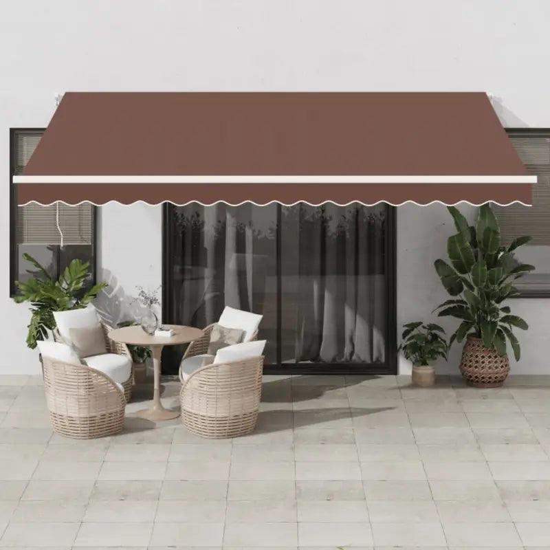 Uitschuifbare luifel met gepoedercoat aluminium frame voor buitenruimte - Bruin en wit / 450 x 300 cm / 1 - Zonwering