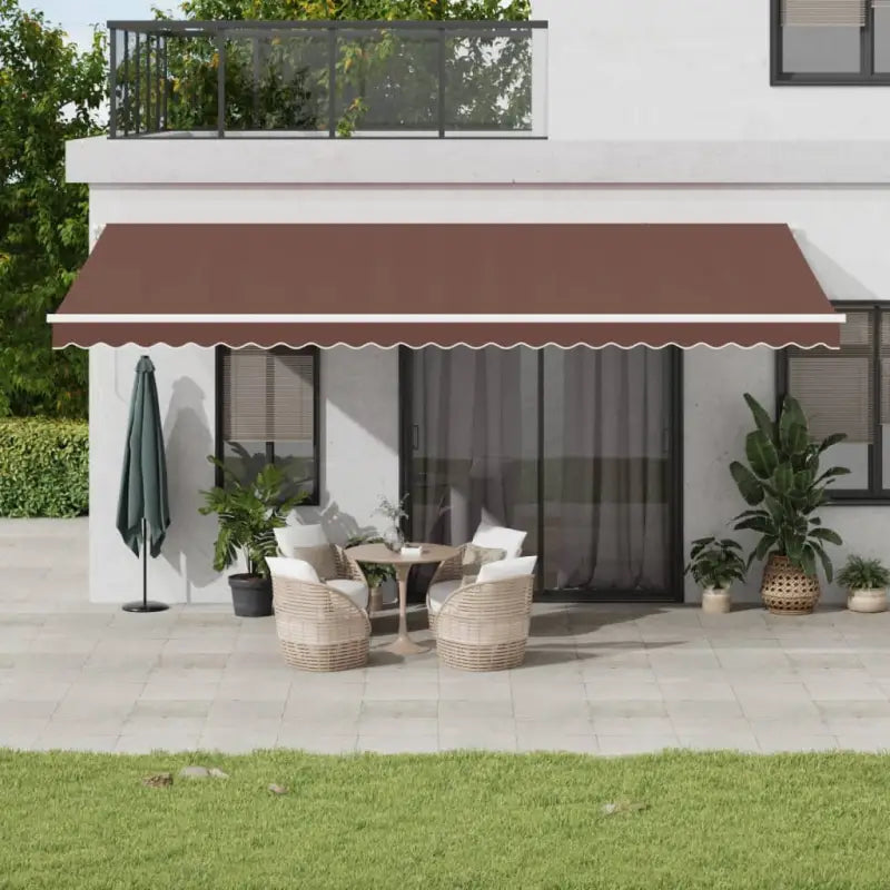 Uitschuifbare luifel met gepoedercoat aluminium frame voor buitenruimte - Bruin en wit / 600 x 300 cm / 1 - Zonwering