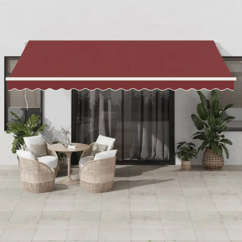 Uitschuifbare luifel met gepoedercoat aluminium frame voor buitenruimte - Bordeauxrood en wit / 450 x 300 cm / 1