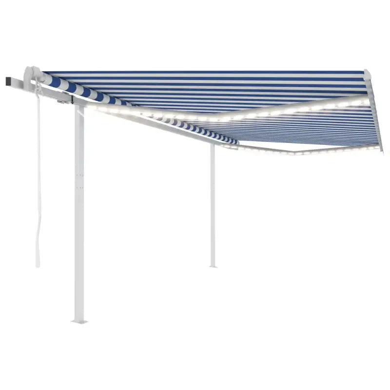 Uitschuifbare luifel met gepoedercoat aluminium frame automatisch - Blauw en wit / 4 x 3.5 m / 1 - Zonwering
