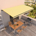 Uitschuifbare luifel met gepoedercoat aluminium frame voor koelte buiten - Geel en wit / 600 x 350 cm / 1 - Zonwering