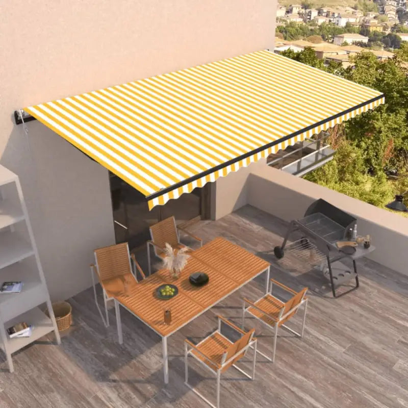Uitschuifbare luifel met gepoedercoat aluminium frame voor koelte buiten - Geel en wit / 600 x 350 cm / 1 - Zonwering