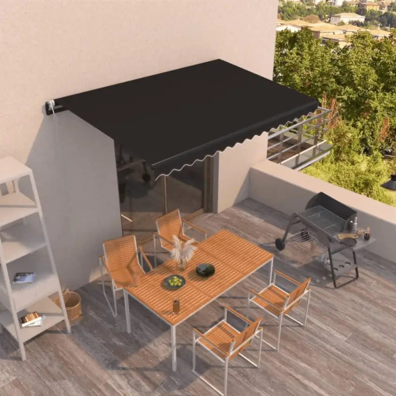 Uitschuifbare luifel met gepoedercoat aluminium frame voor koelte buiten - Antraciet / 450 x 350 cm / 1 - Zonwering