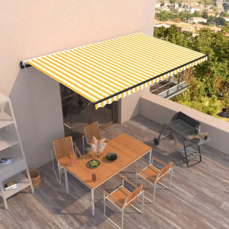 Uitschuifbare luifel met gepoedercoat aluminium frame voor koelte buiten - Geel en wit / 500 x 300 cm / 1 - Zonwering