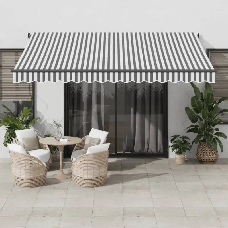 Uitschuifbare luifel met gepoedercoat aluminium frame voor koelte buiten - Antraciet en wit / 400 x 300 cm / 1