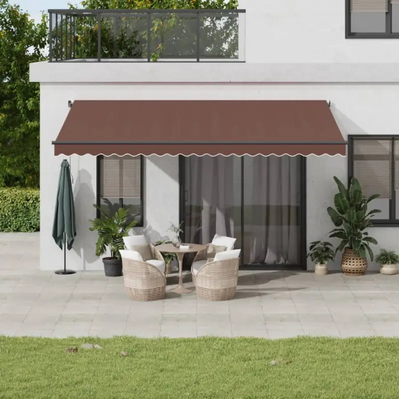 Uitschuifbare luifel met gepoedercoat aluminium frame voor koelte buiten - Bruin / 500 x 350 cm / 1 - Zonwering