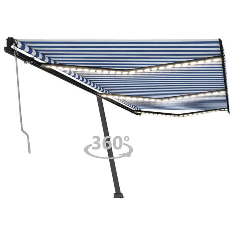 Uitschuifbare luifel met gepoedercoat aluminium voor buitenplezier - Blauw en wit / 600 x 350 cm / 1 - Zonwering