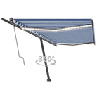 Uitschuifbare luifel met gepoedercoat aluminium voor buitenplezier - Blauw en wit / 500 x 300 cm / 1 - Zonwering