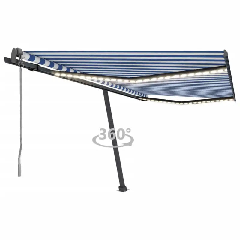 Uitschuifbare luifel met gepoedercoat aluminium voor buitenplezier - Blauw en wit / 450 x 300 cm / 1 - Zonwering