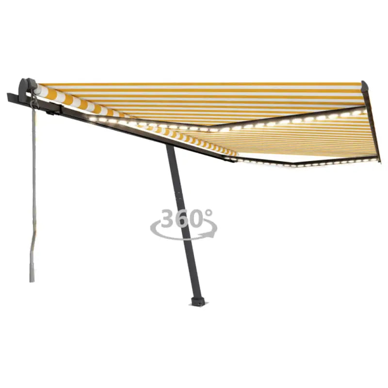 Uitschuifbare luifel met gepoedercoat aluminium voor buitenplezier - Geel en wit / 450 x 350 cm / 1 - Zonwering