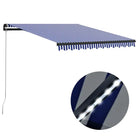 Uitschuifbare luifel met gepoedercoat aluminium voor buitenruimte - Blauw en wit / 300 x 250 cm / 1 - Zonwering