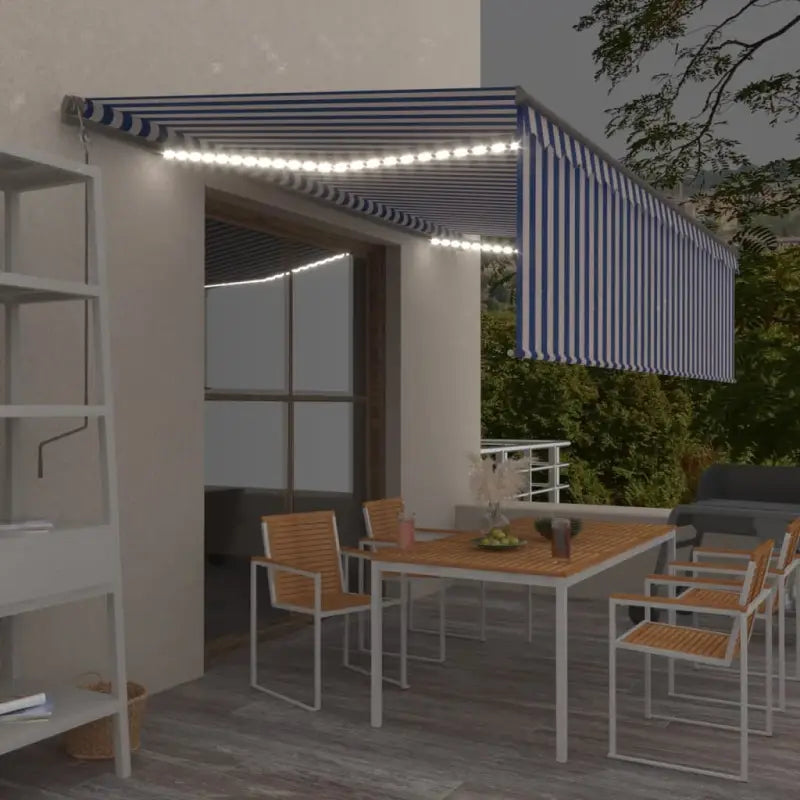 Uitschuifbare luifel met gepoedercoat aluminium voor buitenruimte - Blauw en wit / 5 x 3 m / 1 - Zonwering