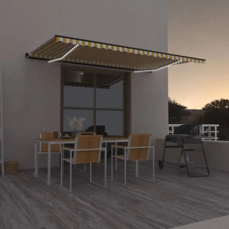 Uitschuifbare luifel met gepoedercoat aluminium voor buitenruimte - Geel en wit / 500 x 350 cm / 1 - Zonwering
