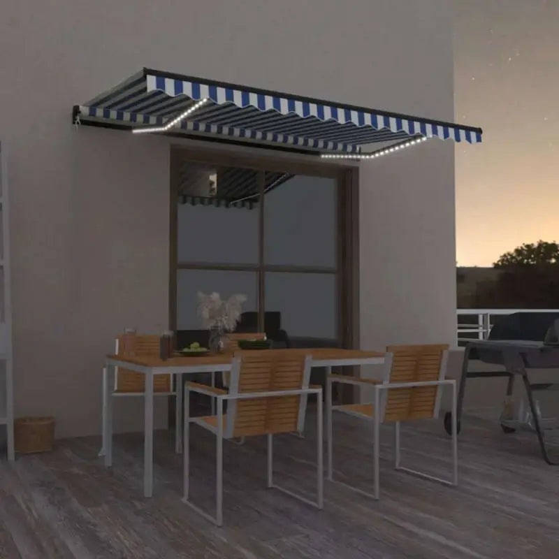 Uitschuifbare luifel met gepoedercoat aluminium voor buitenruimte - Blauw en wit / 450 x 300 cm / 1 - Zonwering