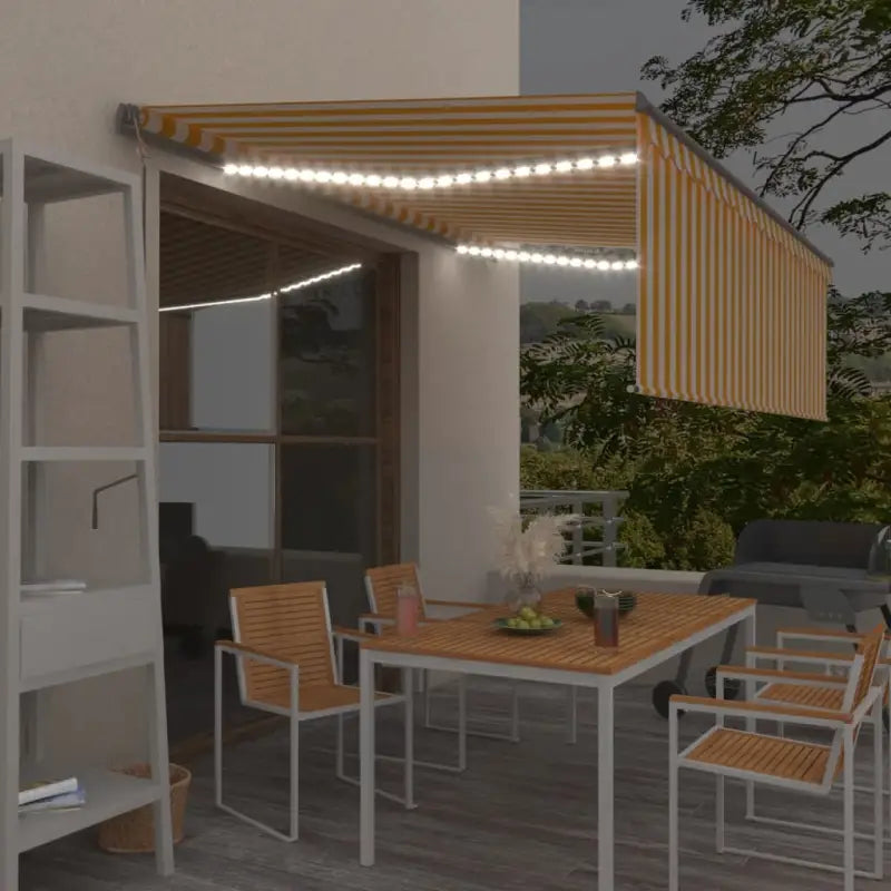 Uitschuifbare luifel met gepoedercoat aluminium voor buitenruimte - Geel en wit / 4.5 x 3 m / 1 - Zonwering