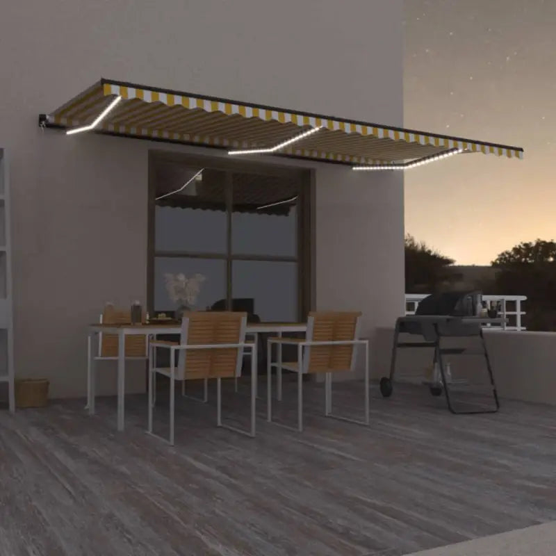 Uitschuifbare luifel met gepoedercoat aluminium voor buitenruimte - Geel en wit / 600 x 350 cm / 1 - Zonwering
