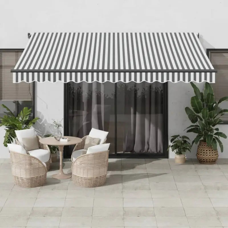 Uitschuifbare luifel met gepoedercoat aluminium voor buitenruimte - Antraciet en wit / 400 x 300 cm / 1 - Zonwering