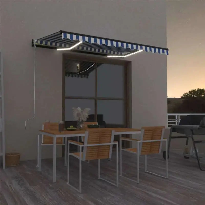 Uitschuifbare luifel met gepoedercoat aluminium voor buitenruimte - Blauw en wit / 350 x 250 cm / 1 - Zonwering